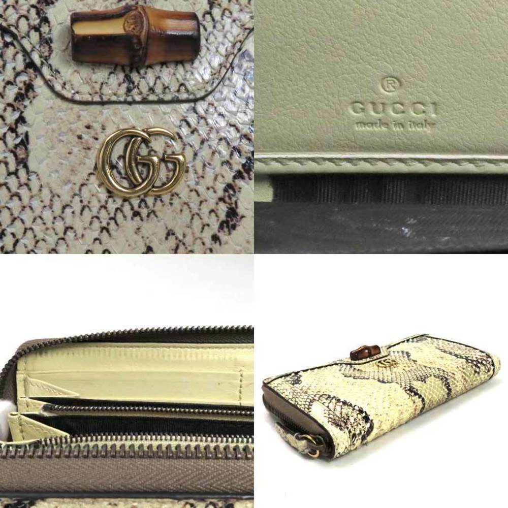 Gucci Bamboo Python Leather Long Wallet White Bla… - image 5